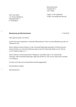 Anschreiben für seriöse Bewerbung